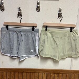 Nike - Women's Athletic Shorts Duo - Gray & Light Green (size Large)